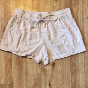 Soho Street Women's White Linen Blend Drawstring Shorts Size S